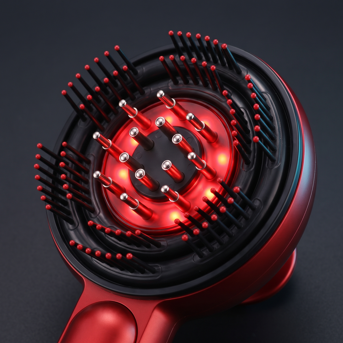 Rootwave V2 massage head with the red light mode switched on